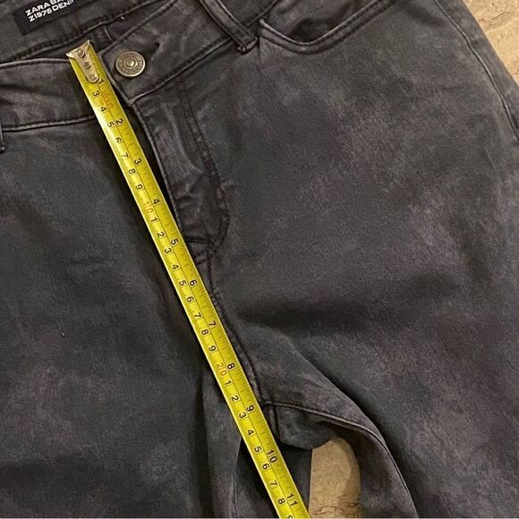 Zara Z1975 Basic Denim Dept Skinny Jeans Gray Women’s Distressed Size 4 Zip Legs - Picture 5 of 9